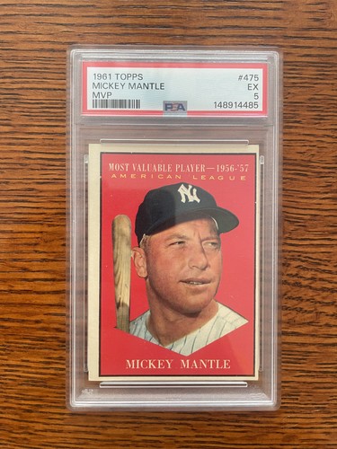1961 Topps Mickey Mantle MVP #475, PSA 5