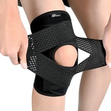 Knee Brace with Side Stabilizers for Meniscus Tear, Adjustable Large, Black