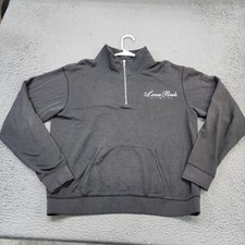 PINK Victoria's Secret Sweatshirt Womens Medium Gray 1/4 Zip Love Pink Fleece