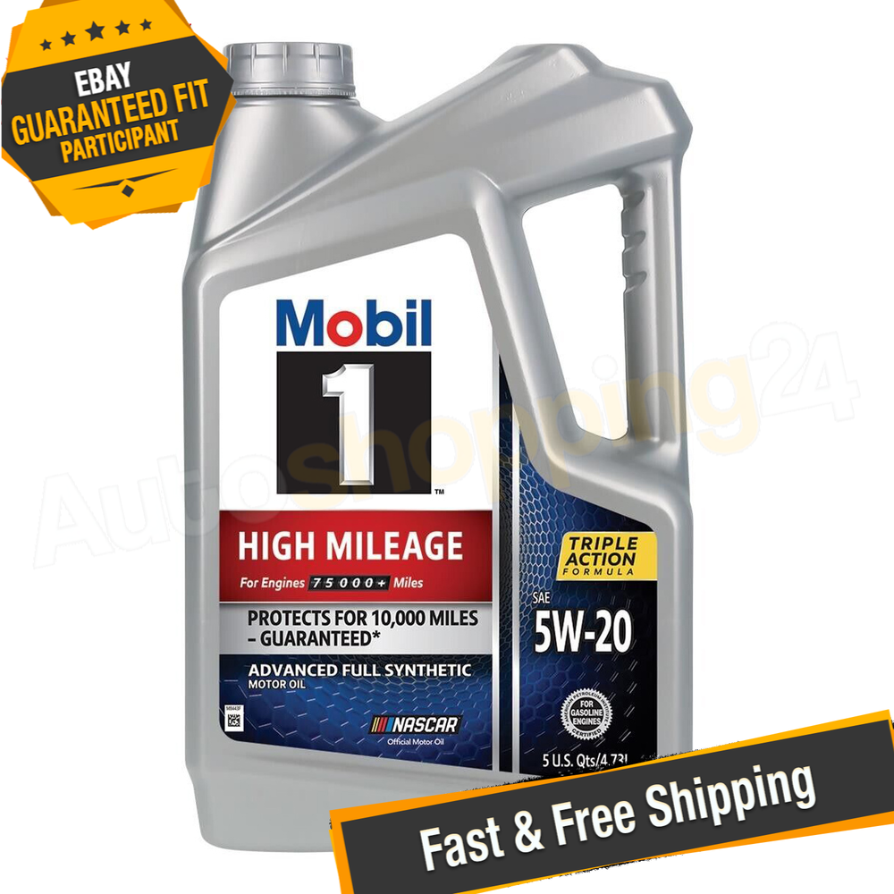 Mobil 1 120768 High Mileage 5W-20 Motor Oil, 5 Quarts - Single | eBay
