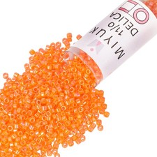 Miyuki Delica Seed Beads  Size 11/0 1.6 mm , DB1573, Opaque Mandarin AB, 7....