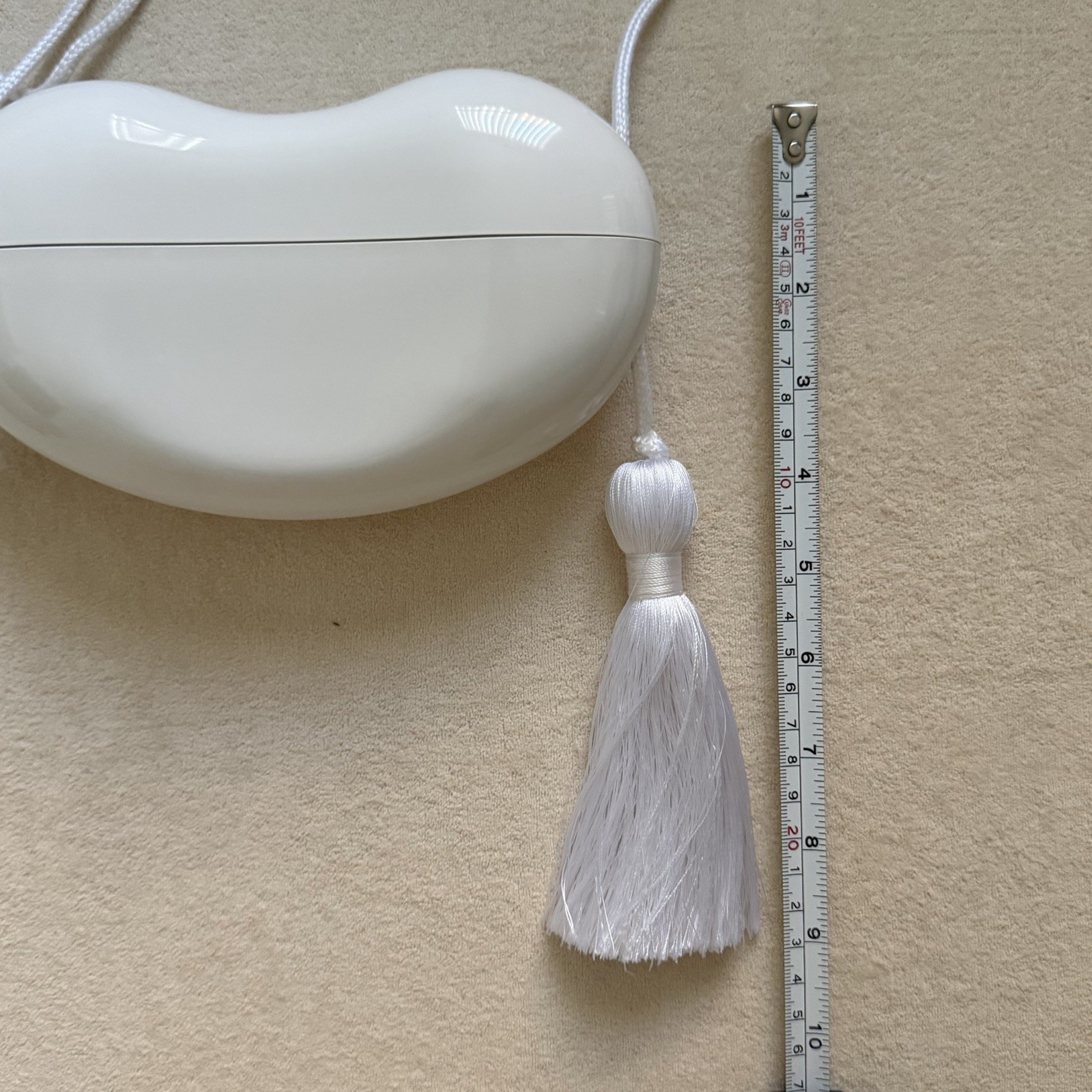 RARE Halston x Elsa Peretti Off-White Bean Bag With Tassel, Hard Shell Crossbody image 3