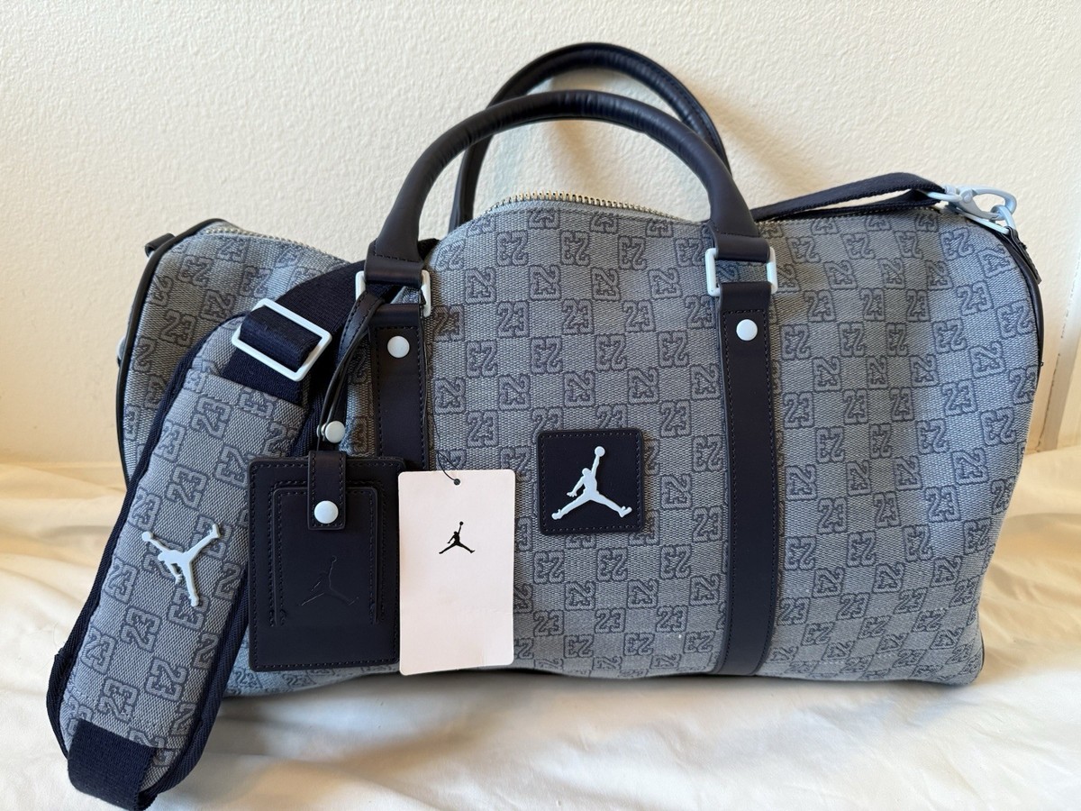 NWT Air Jordan Monogram Logo Jacquard Duffle 25L Bag Blue Denim