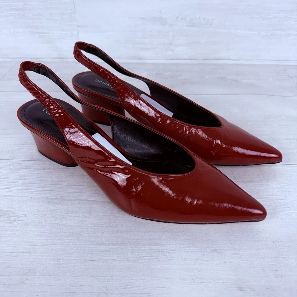 Zapatos de salón Donald Pliner Gemma punta con cordones talla 9 charol rojo Foto 2 de 4