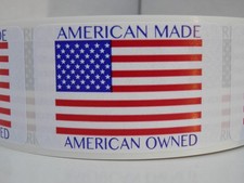 250 Stickers 1.25x2 Label AMERICAN OWNED AMERICAN MADE IN THE USA