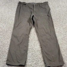 Duluth Trading Flex Fire Hose Jeans Mens 42x28.5 Tag 42x30 Brown Relaxed Flaws*