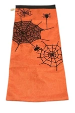 Hallow’s Eve 70” X 14” Orange And Black Table Runner with Spider Web And Spiders