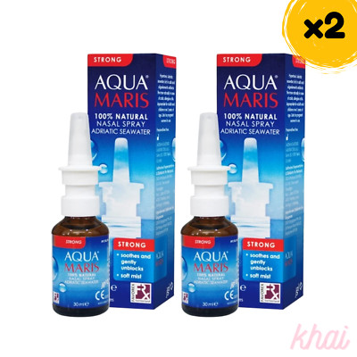 2x Aqua Maris Strong 100% Natural Nasal Spray Seawater 30ml for Cold and Flu
