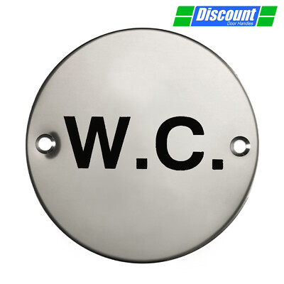 WC Toilette Tür Symbol 75 mm Durchmesser in Edelstahl poliert