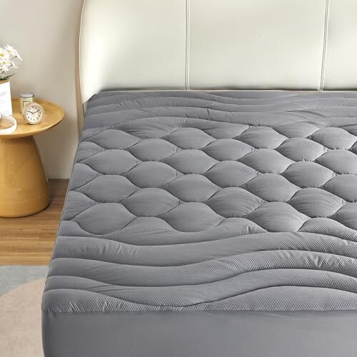 SONIVE Cooling Mattress Pad - Quilted Fitted Noiseless Mattress Cover, Soft a...