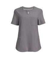 ClimateRight Cuddl Duds Women's Charcoal Grey Short Sleeve Woven Scrub Tops