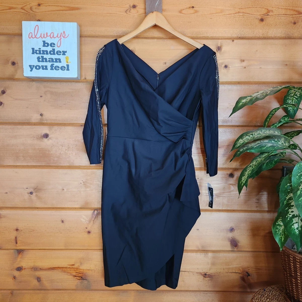 alex evenings 3 4 sleeve belted sheath dress Alex Evenings Sheath Evening Dress 8134310 main image 1