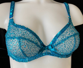 Agent Provocateur Soiree 34C 36B bra suspender belt briefs Czarina aqua sparkle