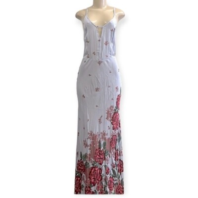 Free People Get to You Printed Maxi Dress Hydrangea Combo NEW Size Small |  eBay