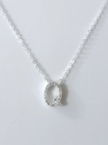 Diamond and Sterling Silver Initial Alphabet Charm Necklace .925 Amelia Rose 18" - Picture 20 of 28