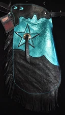 Custom Made Leather Kid's Chinks/Metallic Turquoise/Quick Ship Made in USA