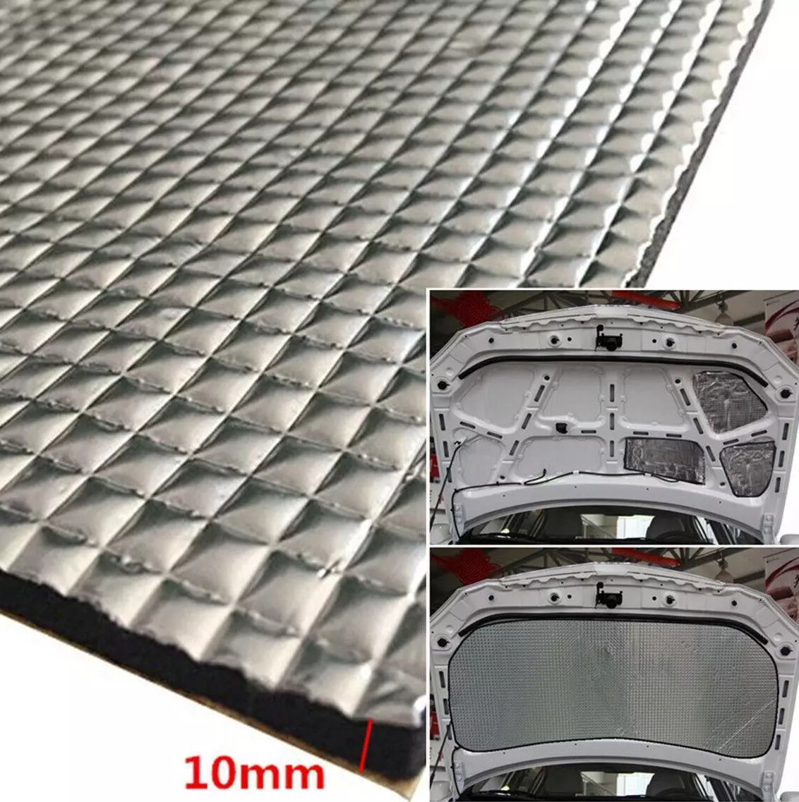 Sound Deadner Insulation Foam Mat Firewall Thermal Car Hood Heat Shield Mat  10mm