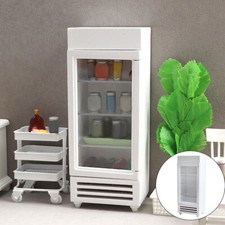 Mini Dollhouse Miniature Refrigerator Model 1:12 Scale Wooden Fridge White US