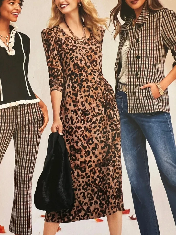 Cabi Selma Leopard Cheetah Animal Print Ruched Stretch Jersey Dress XL 16 #4216 - Image 3 of 4