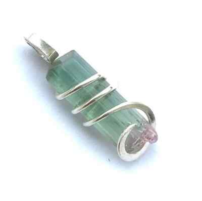 Handmade Watermelon Tourmaline Pendant, Sterling Silver Necklace,Raw Stone 11.30
