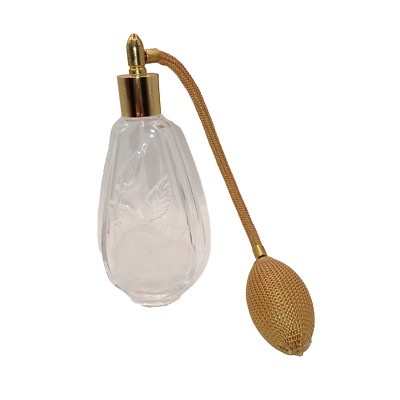 Cristal d'Arques France Crystal Perfume Bottle Atomizer W/Raised Frosted Rose 6''