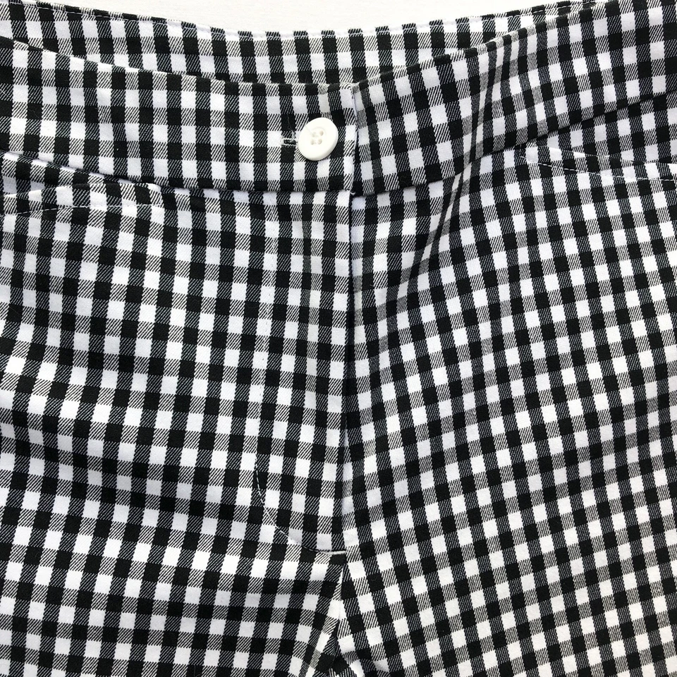 Pantalones capri Y2K años 2000 Appleseed's clásicos preppy negro blanco a cuadros guinga M 8P Foto 4 de 4