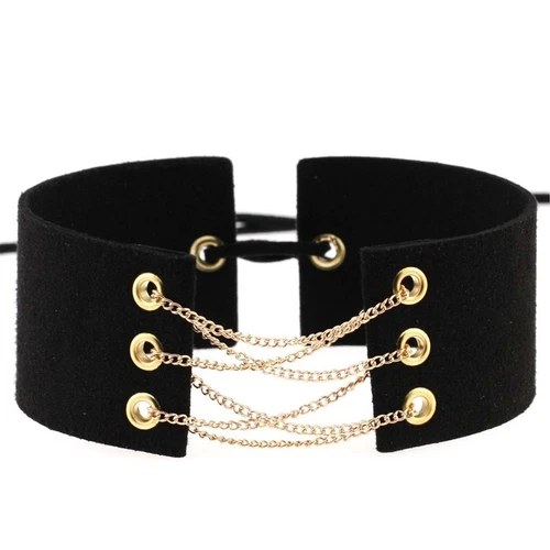 Gothic Samt breit mit Kette Choker Halskette Punk verstellbar Halsband Zubehör - Bild 6 von 55