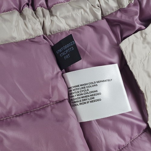 Kenneth Cole Womens Puffer Jacket Quilted Hooded Coat L Large Cinch Waist Beige - Picture 14 of 18