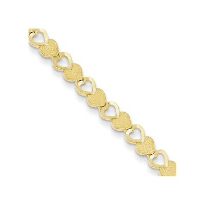 10K Gold Heart Diamond Baguette Tennis Bracelet 9mm 7.5