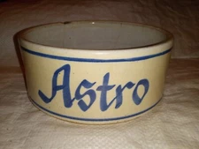 Vintage ASTRO Cobalt Blue Stoneware Bowl Crock Jetsons Dog Water Food Salt Glaze