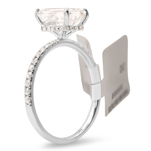 Anello di Fidanzamento Diamante Taglio Smeraldo Coltivato in Laboratorio Oro Bianco 14K 2,00 CT IGI Cert - Foto 3 di 4
