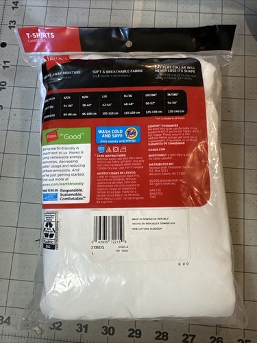 Nuove confezioni da 3 T-shirt Hanes senza tag comfort cool, bianche, taglia large (42""-44") - Foto 2 di 3