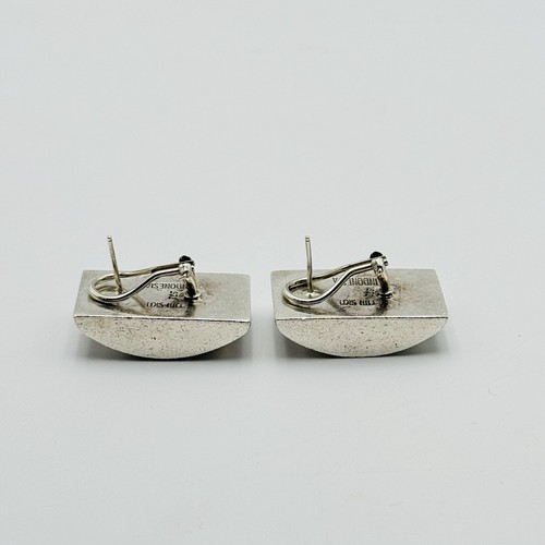 Lois Hill Sterling Silver Woven Stud Earrings Clip On RARE SIGNED - Picture 10 of 15