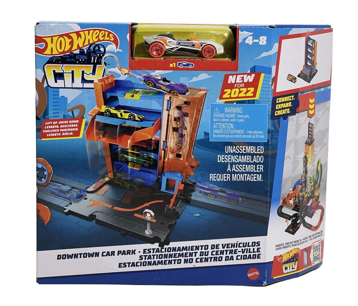 Hot Wheels City Downtown Car Park White Car with Pink Rims 2022