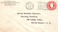 Panama Canal Engineer Detroit Graphite Co New York Postal Cover NY
