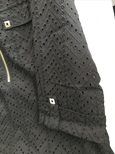 Anne Klein Damen US-Größe Large schwarz V-Ausschnitt/Reißverschluss 3/4-Ärmelige Bluse, NEU - Bild 6 von 17
