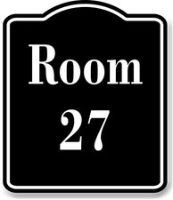 Room 27 Number Building BLACK Aluminum Composite Sign