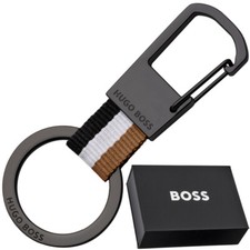 Hugo Boss Keyring Carabiner Black Keychain Sm...