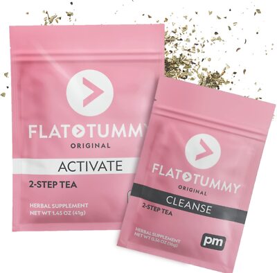 2-Week Flat Tummy Detox Tea Program Natural Cleanse with Green Tea & Lemon Balm