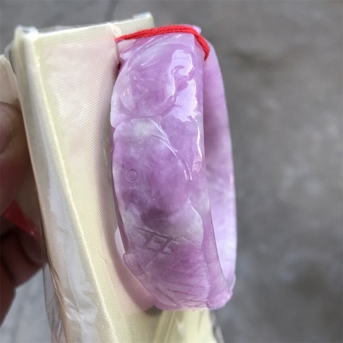 58.8mm Burma Natural Icy Lavender Jadeite Jade Bracelet Carving Jade Bangle - Picture 13 of 15
