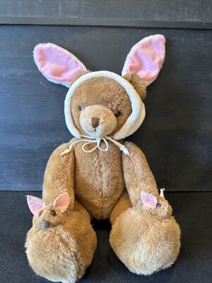 Schmid Musical Teddy Bear Bunny Ears 15'' Plush Here Comes Peter Cotton Tail 1984
