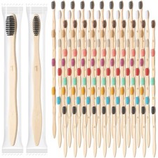 Sieral 120 Pcs Bamboo Toothbrushes Bulk Soft Bristle Individually Wrapped Travel