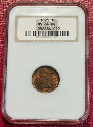 NGC MS64  RB RED BROWN 1895 1C INDIAN HEAD CENT-OLD US COIN-OCT088