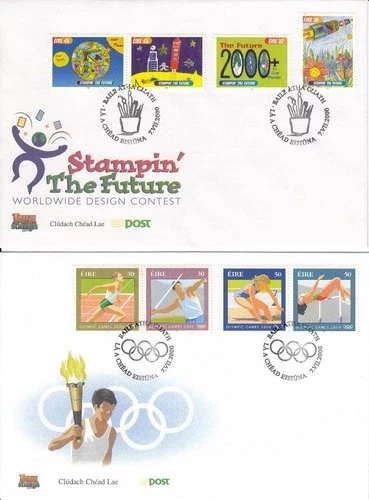 IRELAND EIRE 2000 THE OLMPICS & STAMPIN FUTURE FIRST DAY COVERS FDC SG 1321 1328