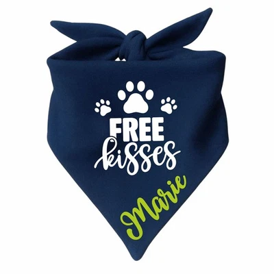 KLEINER FRATZ Dreieck Hundehalstuch personalisiert mit Namen und Design Free kisses