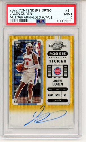 2022-23 Contenders Optic Jalen Duren RC Gold Wave Auto /10 PSA 9 MINT (RC)