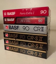 6 x Blank Sealed Cassette Tapes: BASF - CR-SII CRII FEI90 - Type I  II