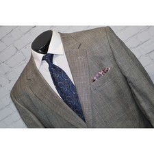 Jos. A. Bank Signature Blazer Jacket Men 46L Gray Silk Camelhair Plaid Sportcoat