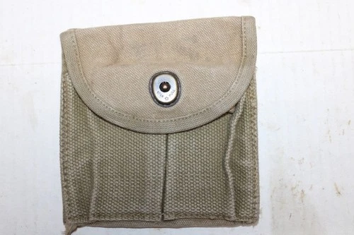 US Military WW2 M1 Carbine Ammo Magazine Stock Belt Pouch Khaki Canvas JF84