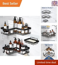 Corner Shower Caddy Stainless Steel Rustproof Wall Mount 3 Pack